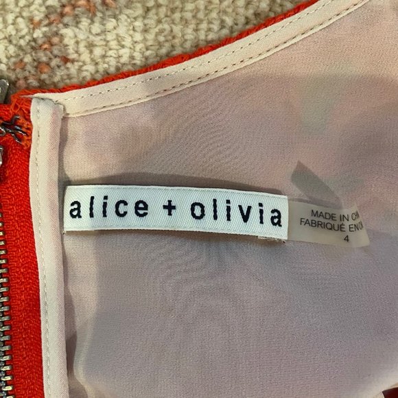 Alice + Olivia Red Lace Detail Alanis Crop Top - Picture 5 of 5